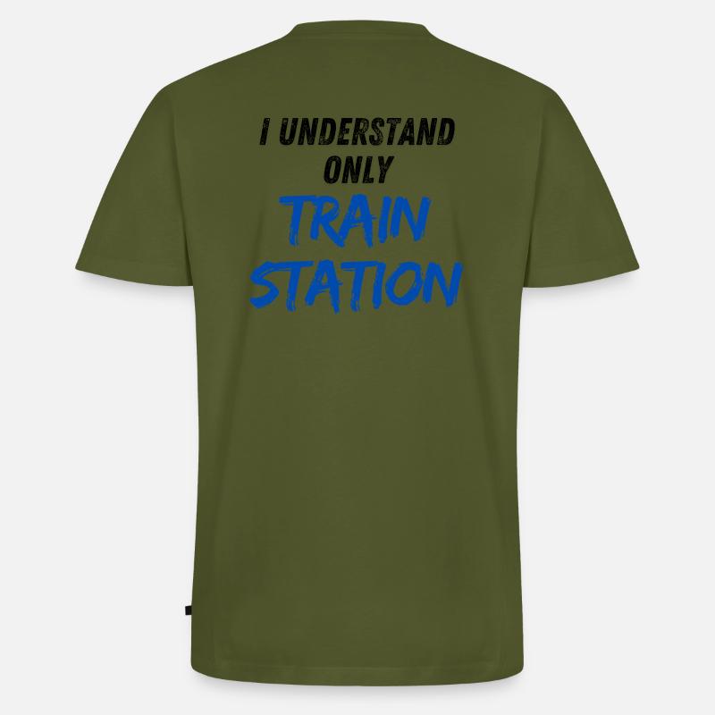 I understand only Train Station - Männer Premium Bio T-Shirt mit V-Ausschnitt - Khaki