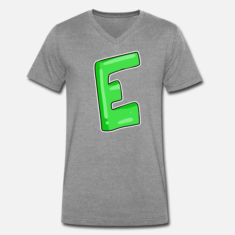 Buchstabe E Anfangsbuchstabe - Männer Premium Bio T-Shirt mit V-Ausschnitt - Dunkelgrau meliert