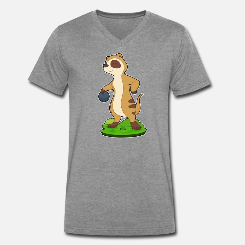 Erdmännchen Bowling Bowlingkugel - Männer Premium Bio T-Shirt mit V-Ausschnitt - Dunkelgrau meliert