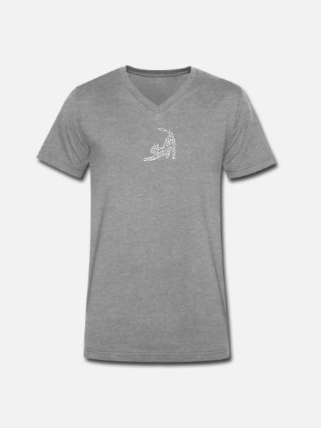 Schrift muster, gestreckte Katze, hell - Männer Premium Bio T-Shirt mit V-Ausschnitt - Dunkelgrau meliert