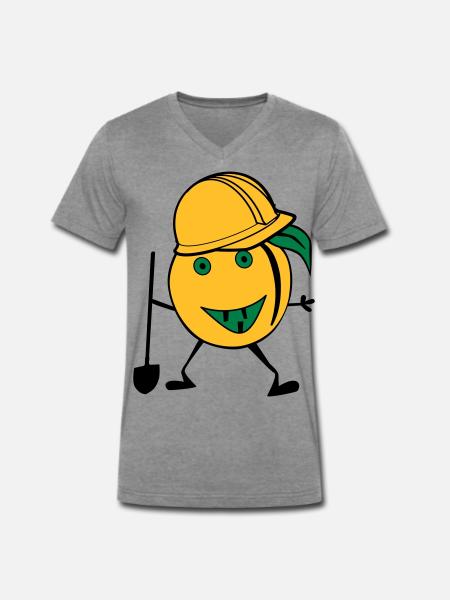 orange construction worker - Men's Premium Organic T-shirt with V-neck - dark heather grey