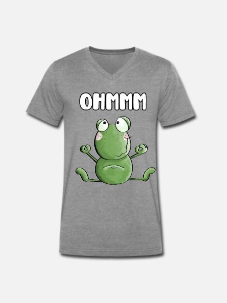 Ohmmm Frog - Frogs - Toad - Yoga - Fitness - Men's Premium Organic T-shirt with V-neck - dark heather grey