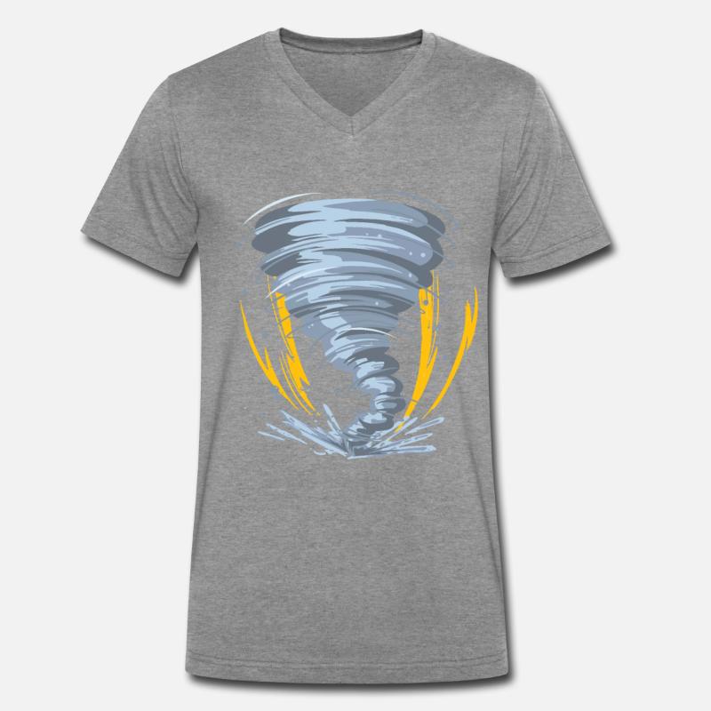 Tornado Hurricane Windsturm Geschenkidee - Männer Premium Bio T-Shirt mit V-Ausschnitt - Dunkelgrau meliert