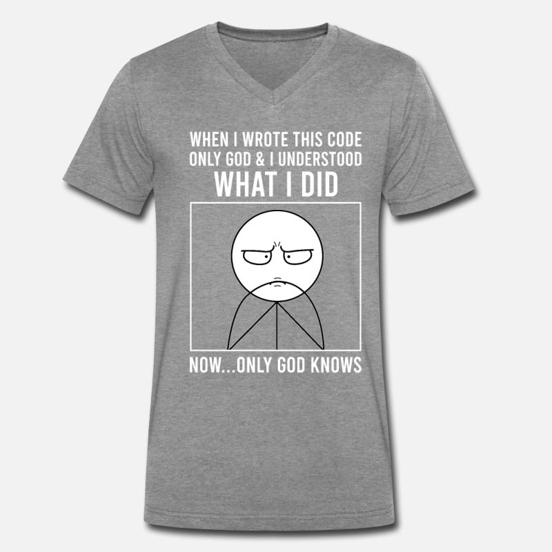 Programmierer Informatiker Softwareentwickler Meme - Männer Premium Bio T-Shirt mit V-Ausschnitt - Dunkelgrau meliert