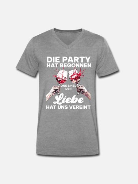 Junggesellenabschied Hochzeit Liebe Spruch - Männer Premium Bio T-Shirt mit V-Ausschnitt - Dunkelgrau meliert