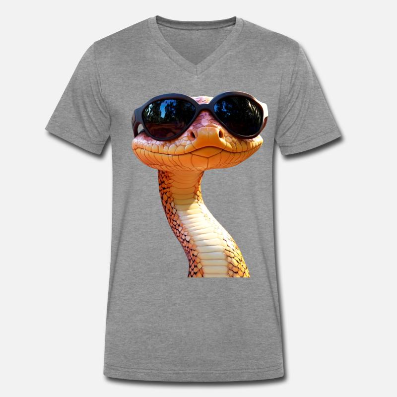 Schlange Python Kobra Mamba Klapperschlange Snake - Männer Premium Bio T-Shirt mit V-Ausschnitt - Dunkelgrau meliert