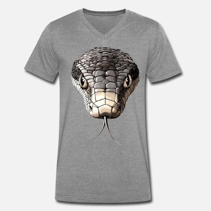 Schlange Python Kobra Mamba Klapperschlange Snake - Männer Premium Bio T-Shirt mit V-Ausschnitt - Dunkelgrau meliert