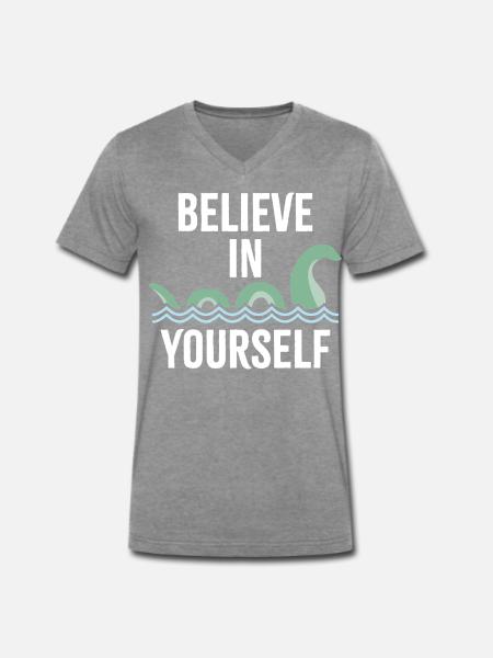 Croyez en vous - T-shirt encolure en V Premium bio Homme - gris foncé chiné