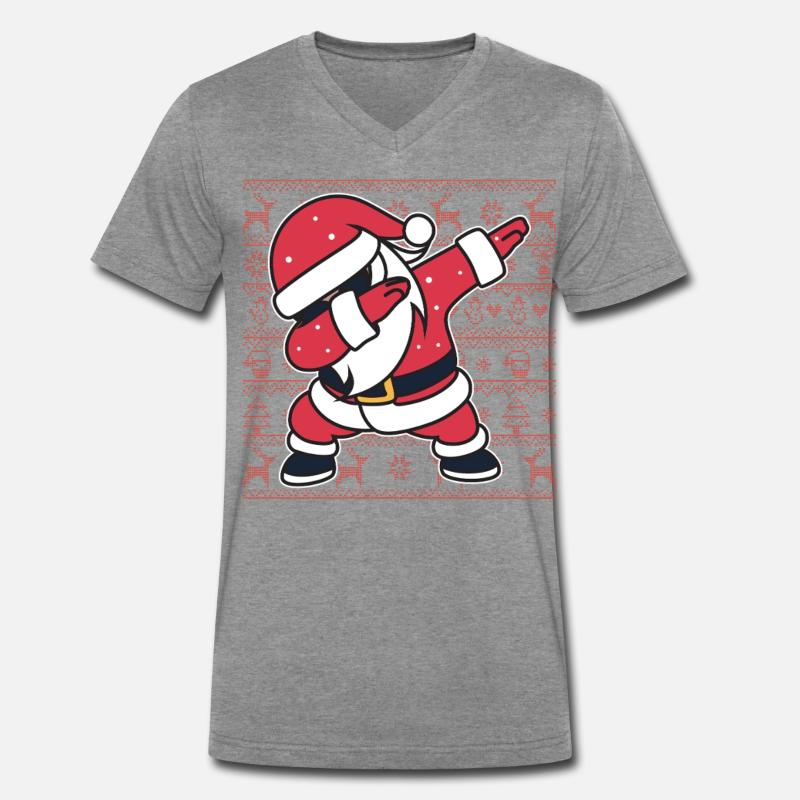 Weihnachts-Hässlicher Pullover Dab Santa's Weihnachtsgeschenk - Männer Premium Bio T-Shirt mit V-Ausschnitt - Dunkelgrau meliert