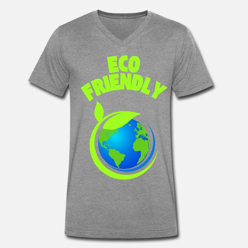 Graphique Éco Leaf Earth T-shirt encolure en V Premium bio Homme