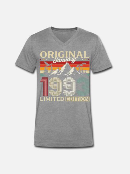 33rd Birthday Original January 1993 - Men's Premium Organic T-shirt with V-neck - dark heather grey