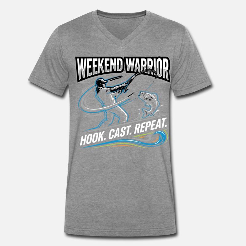 Weekend Warrior Hook Cast Repeat Angler Männer Premium Bio T-Shirt mit V-Ausschnitt