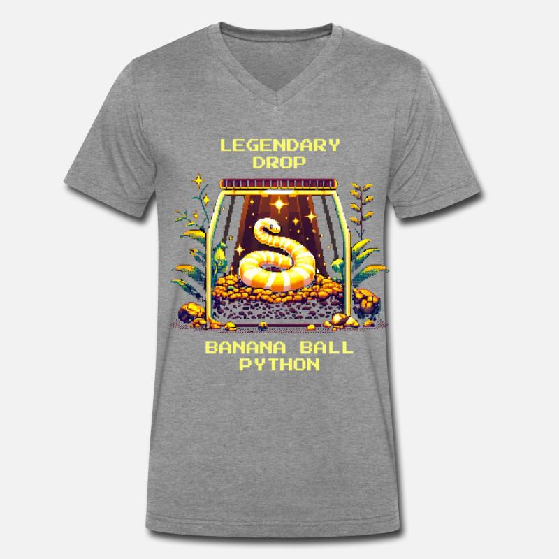 Legendärer Fund: Banana Königspython | Python - Männer Premium Bio T-Shirt mit V-Ausschnitt - Dunkelgrau meliert