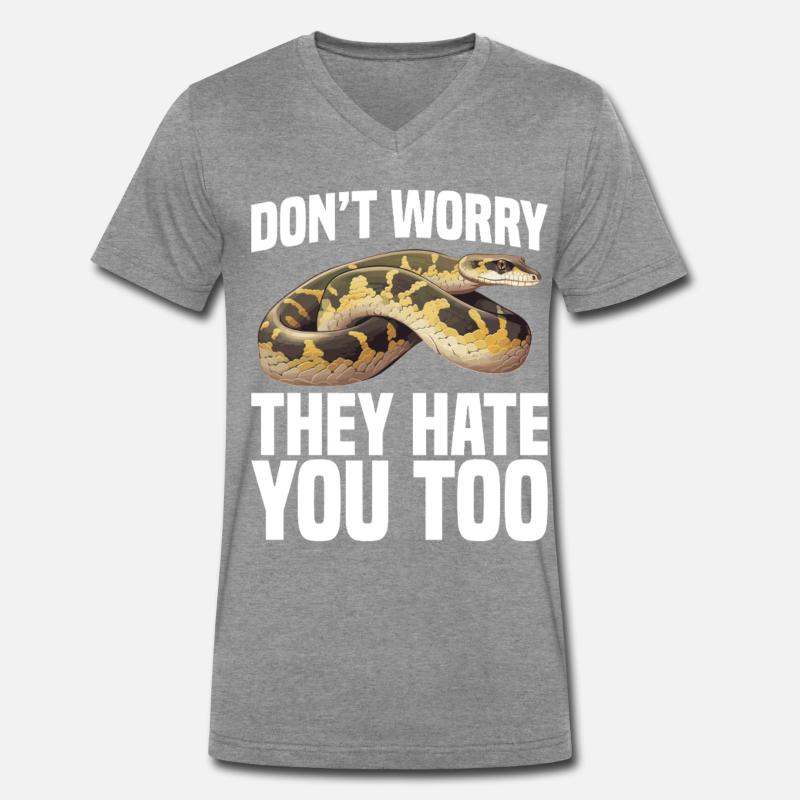 Python-Besitzer Schlangenterrarium, Reptilienhaut Burmesischer - Männer Premium Bio T-Shirt mit V-Ausschnitt - Dunkelgrau meliert