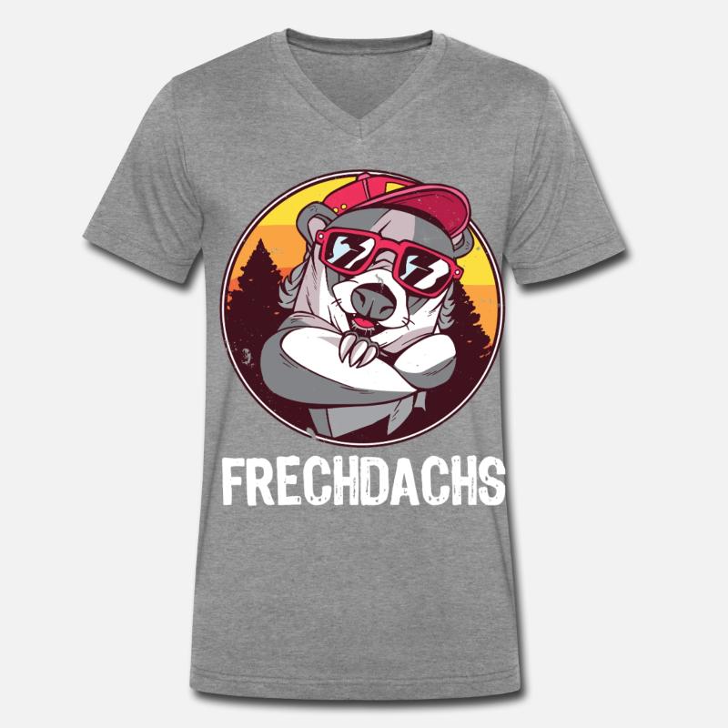 Frechdachs – Der freche Spitzbube - Männer Premium Bio T-Shirt mit V-Ausschnitt - Dunkelgrau meliert