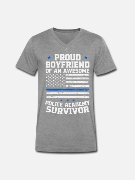Stolzer Freund einer großartigen Polizeiakademie - Männer Premium Bio T-Shirt mit V-Ausschnitt - Dunkelgrau meliert