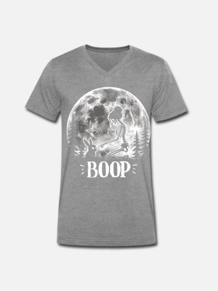 Skelettboop, gruselig, niedlich, Hasen, Goth, - Männer Premium Bio T-Shirt mit V-Ausschnitt - Dunkelgrau meliert