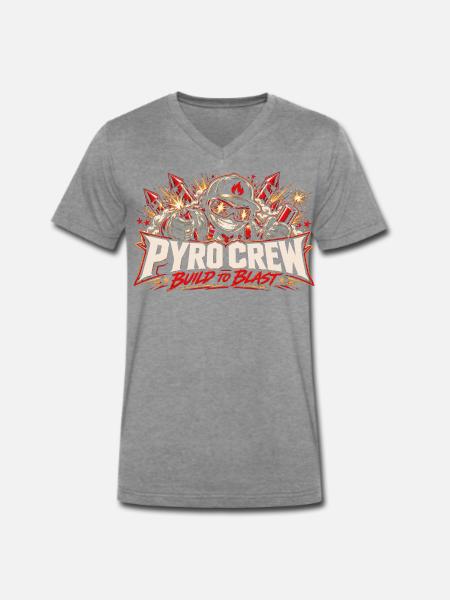 Pyro Crew - Build to Blast - Männer Premium Bio T-Shirt mit V-Ausschnitt - Dunkelgrau meliert