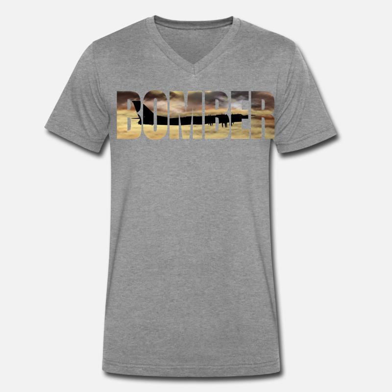 Bomber Tu-95 - Männer Premium Bio T-Shirt mit V-Ausschnitt - Dunkelgrau meliert