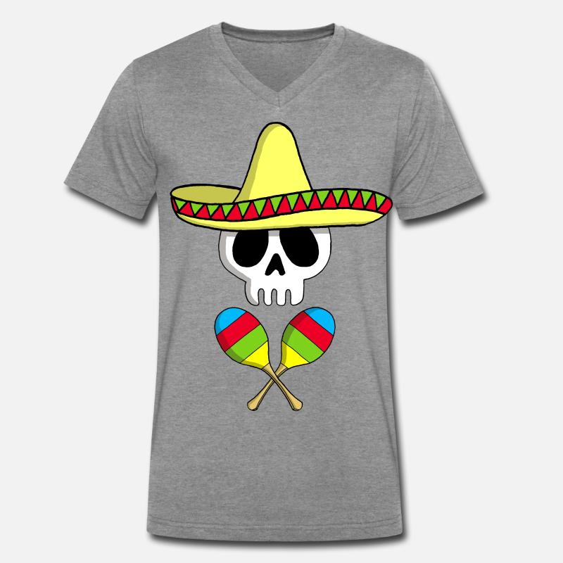 Crâne mexicain T-shirt encolure en V Premium bio Homme