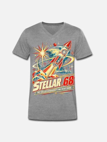 Feuerwerk Rakete Silvester - Männer Premium Bio T-Shirt mit V-Ausschnitt - Dunkelgrau meliert