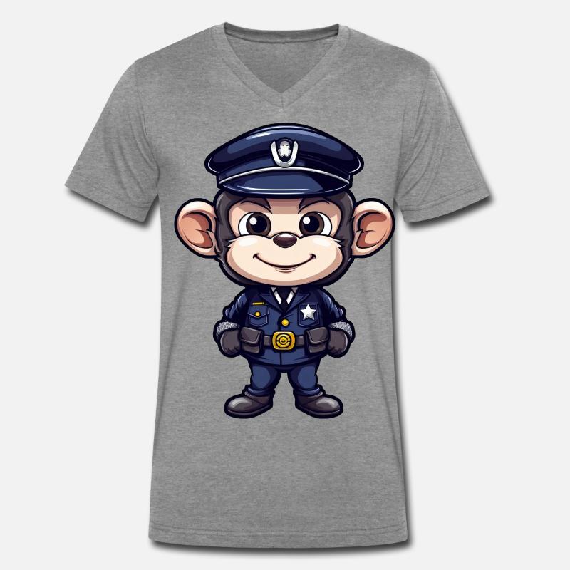 Polizei Äffchen Männer Premium Bio T-Shirt mit V-Ausschnitt