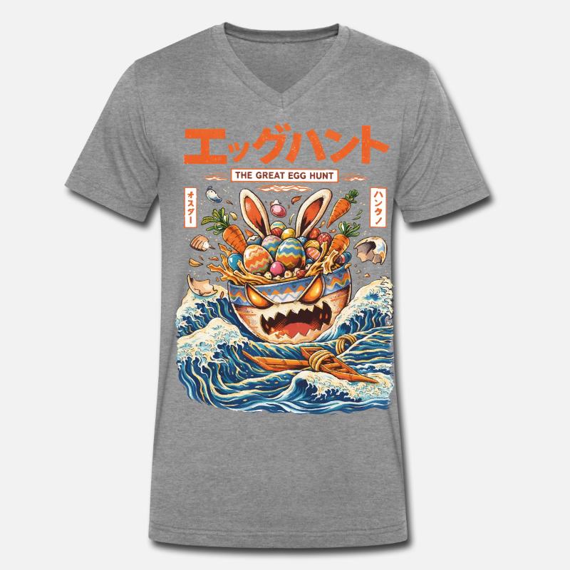 The Great Egg Hunt – Easter Japanese Retro Style Men's Premium Organic T-shirt with V-neck