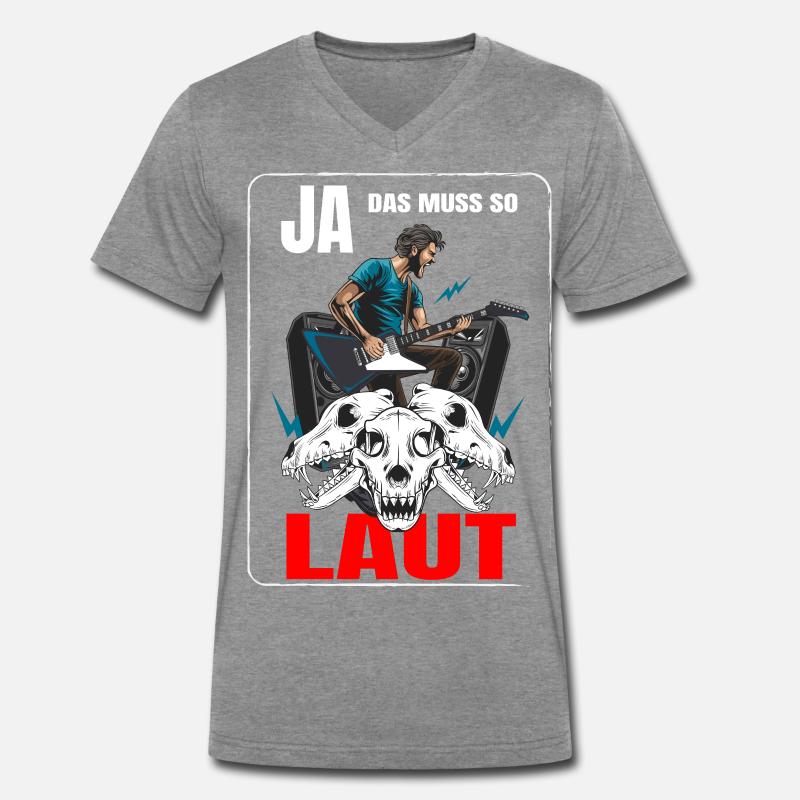 Ja das muss so Laut - Männer Premium Bio T-Shirt mit V-Ausschnitt - Dunkelgrau meliert