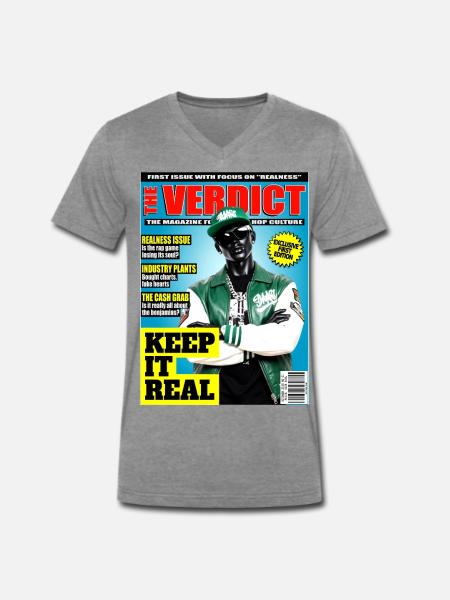 The Verdict: Issue 01 - Realness - Männer Premium Bio T-Shirt mit V-Ausschnitt - Dunkelgrau meliert