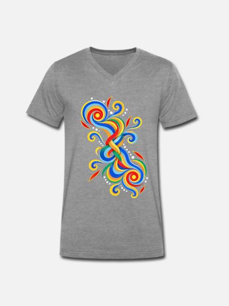 Sangama - Männer Premium Bio T-Shirt mit V-Ausschnitt - Dunkelgrau meliert