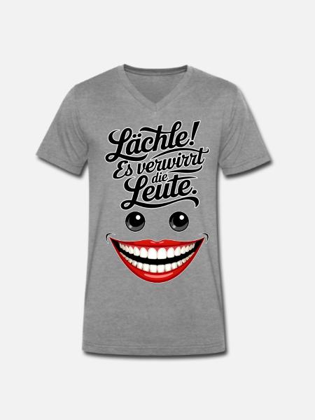 Always smiling - Men's Premium Organic T-shirt with V-neck - dark heather grey