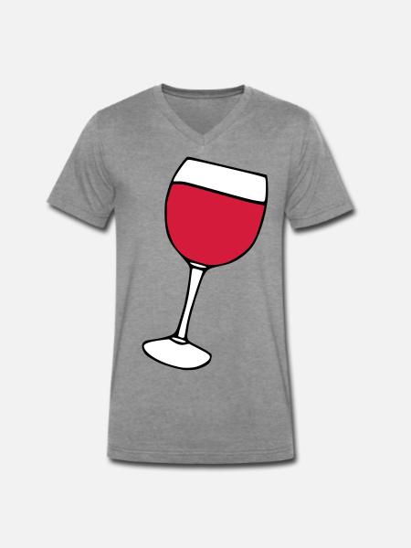 Rotwein im Glas - Männer Premium Bio T-Shirt mit V-Ausschnitt - Dunkelgrau meliert