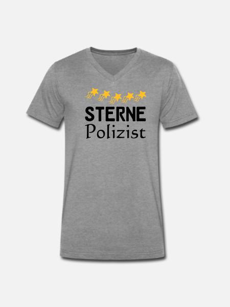 Sterne Polizist Geschenk - Männer Premium Bio T-Shirt mit V-Ausschnitt - Dunkelgrau meliert