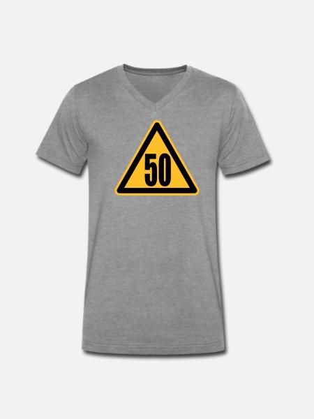 Achtung 50 - Männer Premium Bio T-Shirt mit V-Ausschnitt - Dunkelgrau meliert