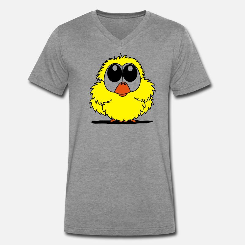 Küken - Männer Premium Bio T-Shirt mit V-Ausschnitt - Dunkelgrau meliert