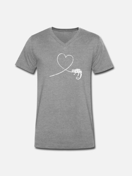 Chameleon Reptile Terrarium Pet Gift - Men's Premium Organic T-shirt with V-neck - dark heather grey