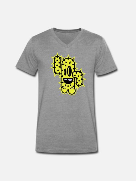 cactus high five comic - Men's Premium Organic T-shirt with V-neck - dark heather grey