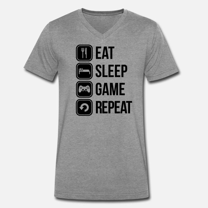 eat sleep game repeat Men's Premium Organic T-shirt with V-neck