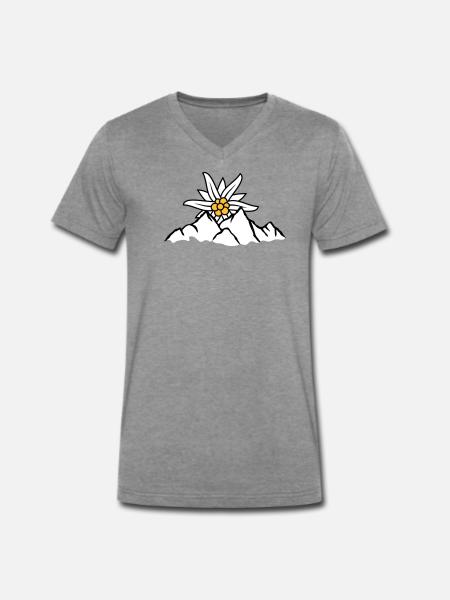 Sun mountain flower Edelweiss - Men's Premium Organic T-shirt with V-neck - dark heather grey