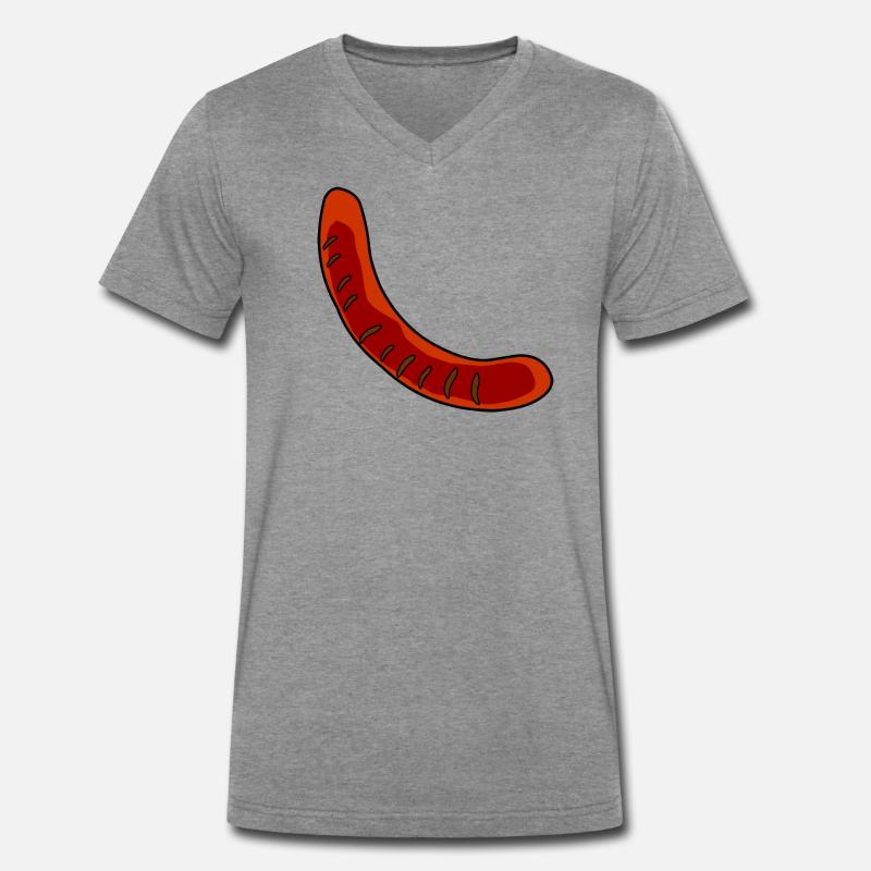 Wurst oder Bratwurst - Männer Premium Bio T-Shirt mit V-Ausschnitt - Dunkelgrau meliert