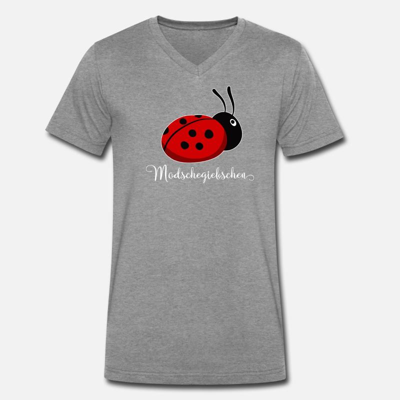 Modschegiebchen Marienkäfer Sächsisch Geschenkidee - Männer Premium Bio T-Shirt mit V-Ausschnitt - Dunkelgrau meliert