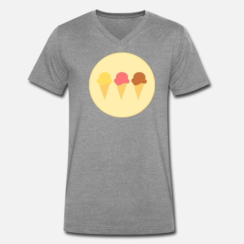 Eis Eiscreme Erdbeereis Vanilleeis Schokoeis - Männer Premium Bio T-Shirt mit V-Ausschnitt - Dunkelgrau meliert