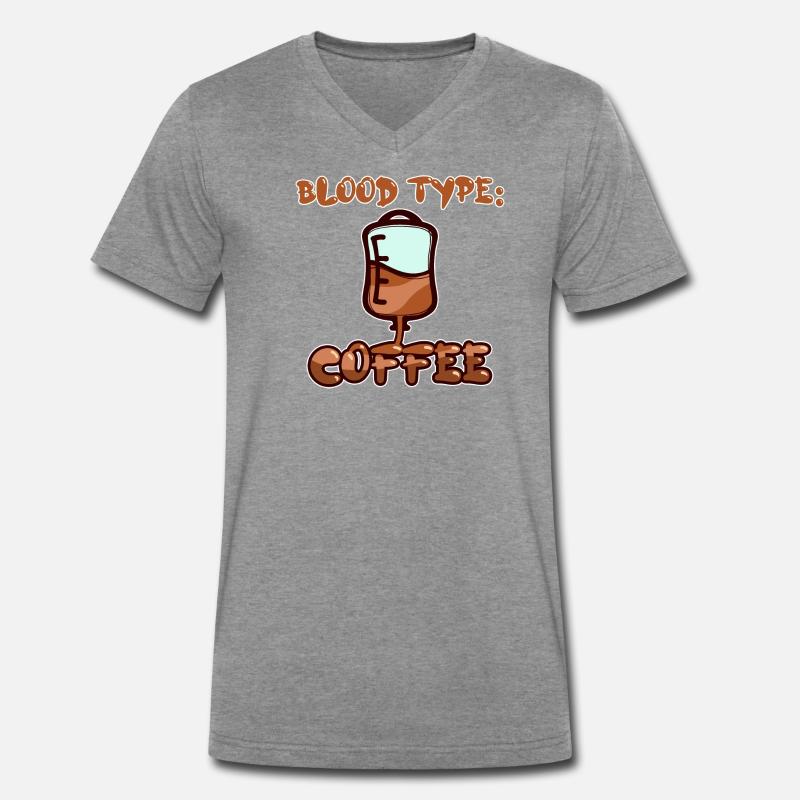 Koffein Humorvoll Kaffee Statement Kaffeetrinker - Männer Premium Bio T-Shirt mit V-Ausschnitt - Dunkelgrau meliert