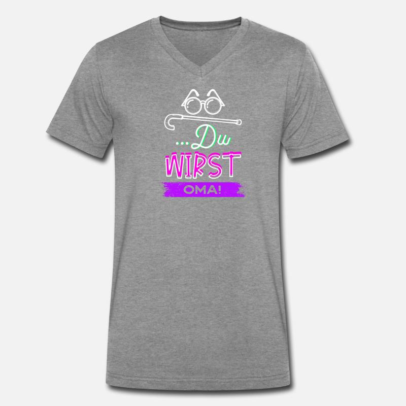 Sehschwäche Brille Statement Großmutter Oma - Männer Premium Bio T-Shirt mit V-Ausschnitt - Dunkelgrau meliert
