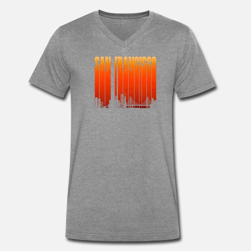 San Francisco Skyline Gradient Männer Premium Bio T-Shirt mit V-Ausschnitt