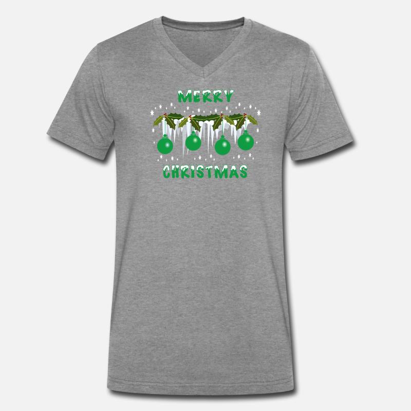 Boules de Noël vertes T-shirt encolure en V Premium bio Homme