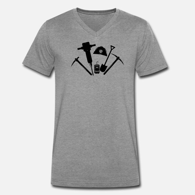 Miner-Tools Männer Premium Bio T-Shirt mit V-Ausschnitt