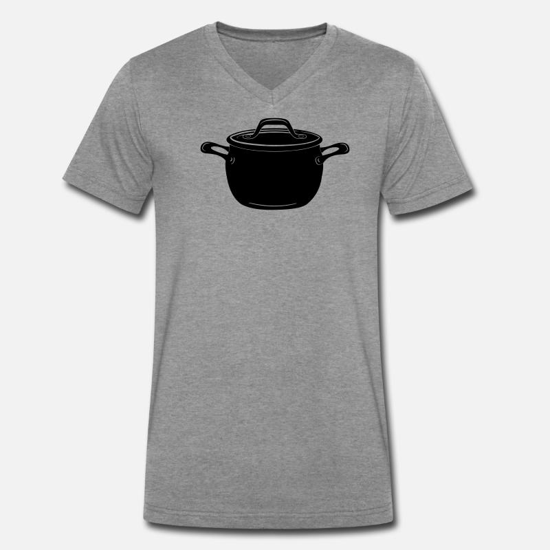 Suppe oder Pfanne - Männer Premium Bio T-Shirt mit V-Ausschnitt - Dunkelgrau meliert
