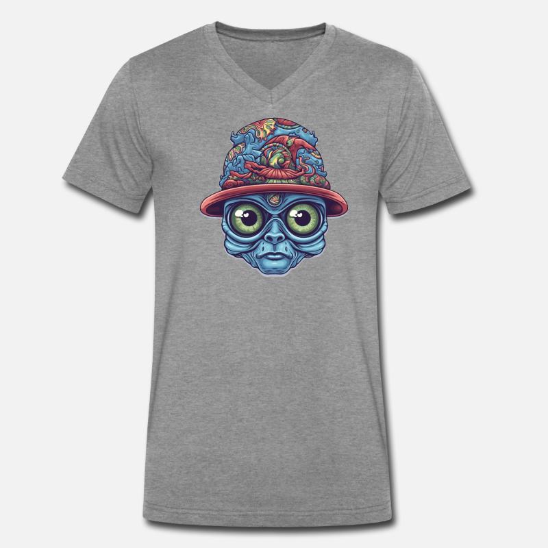 Psychedelischer Alien Männer Premium Bio T-Shirt mit V-Ausschnitt