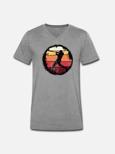 Baseball Sunset Silhouette - Men's Premium Organic T-shirt with V-neck - dark heather grey